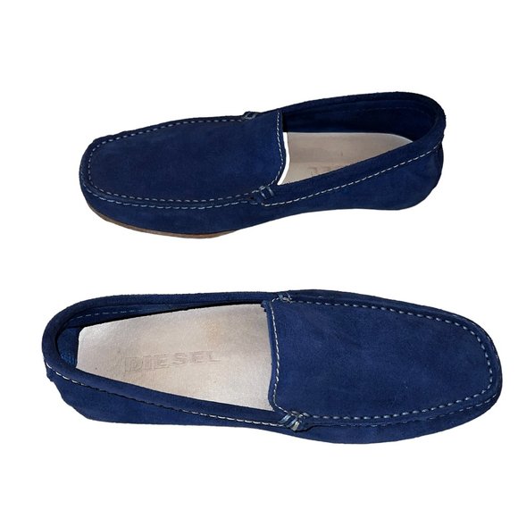 Gorgeous! Diesel Blue Suede Leather Loafers Flats Sz 40 or 7.5 (M) & 9.5… - Picture 6 of 10